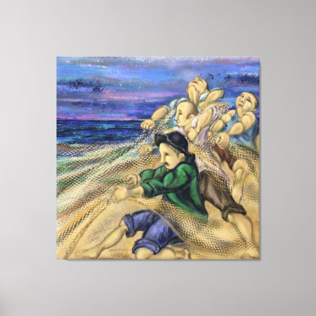 Fishermen Canvas Print Fishing Modern Painting (Front)