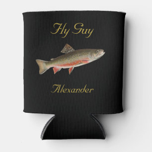 Fishermen Fly Fishing Trout Flies Watercolor  Can  Cooler