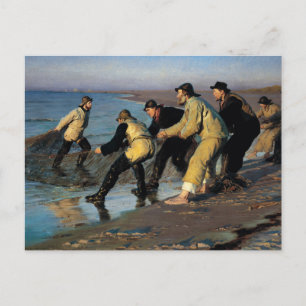Fishermen Hauling a Net at the Skagen North Beach Postcard