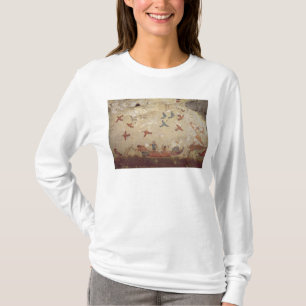 Fishermen in a boat and birds flying T-Shirt