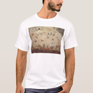 Fishermen in a boat and birds flying T-Shirt