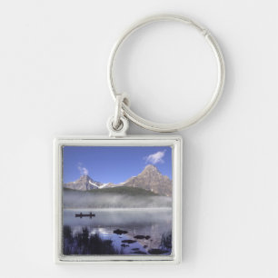Fishermen in canoe on Waterfowl Lake, Banff Key Ring