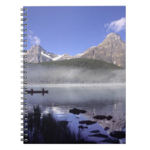 Fishermen in canoe on Waterfowl Lake, Banff Notebook