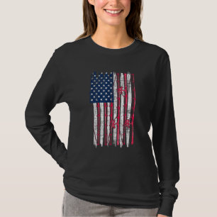 Fishermen Men Us Flag Patriotic Fishing Hobby Fish T-Shirt