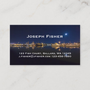 Fishermen’s Terminal at Night in Ballard, Seattle Business Card