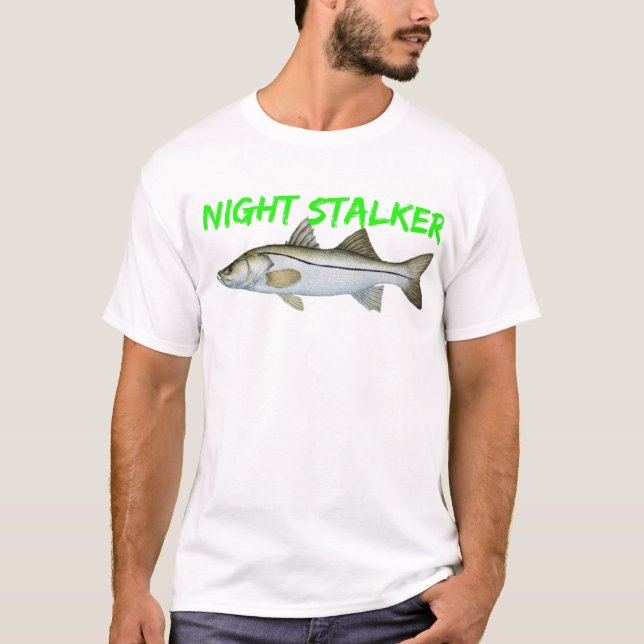 fishermen snook fishing  night stalker t shirt. T-Shirt (Front)