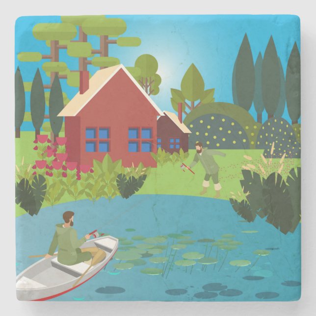 Fishermen Stone Coaster (Front)