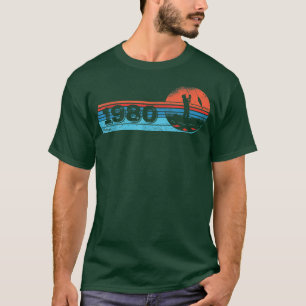 Fishermen Vintage born 1980 Birthday Flyfishing Fi T-Shirt