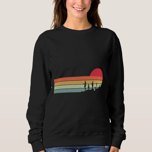 Fishers Fishing On Lake Retro Style Sweatshirt (Front)