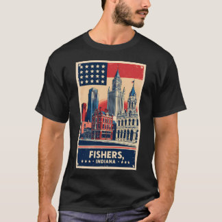 Fishers Indiana 1950s USA Vintage Travel Tourism T-Shirt