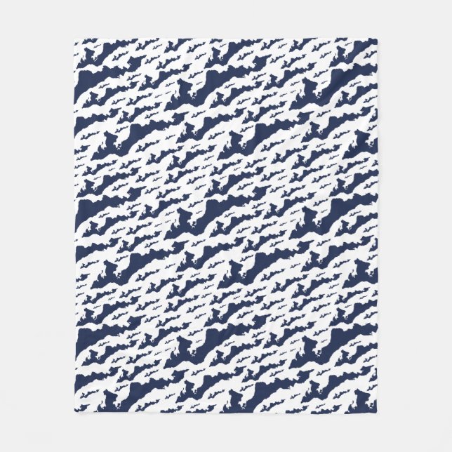Fishers Island Fleece Blanket – Blue/White (Front)