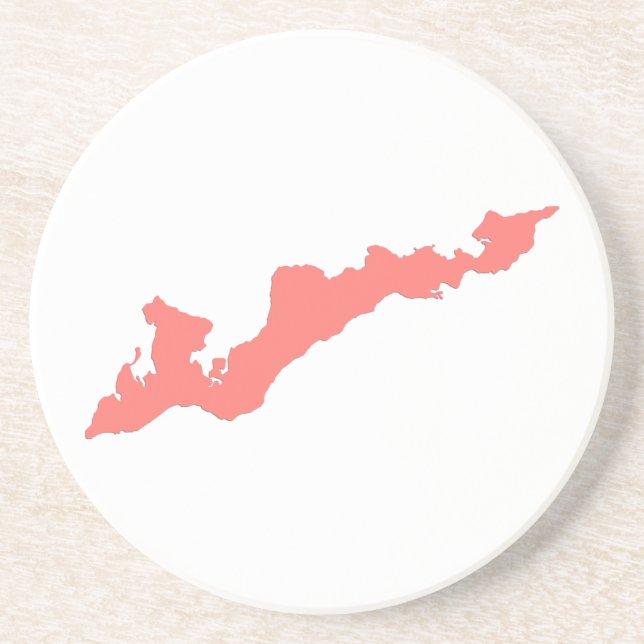 Fishers Island Logo Coaster - Coral Pink (Front)