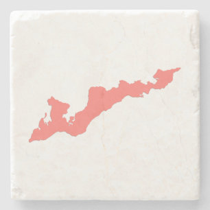 Fishers Island Logo Coaster - Coral Pink