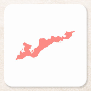 Fishers Island Logo Paper Coasters - Coral Pink