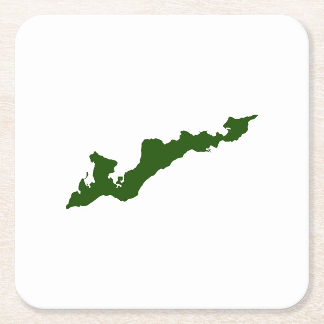 Fishers Island Logo Paper Coasters - Green (Front)