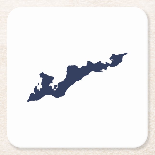 Fishers Island Logo Paper Coasters - Navy (Front)
