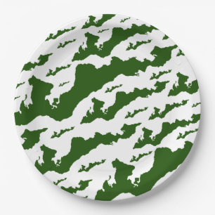 Fishers Island Logo Paper Plates – Green/White