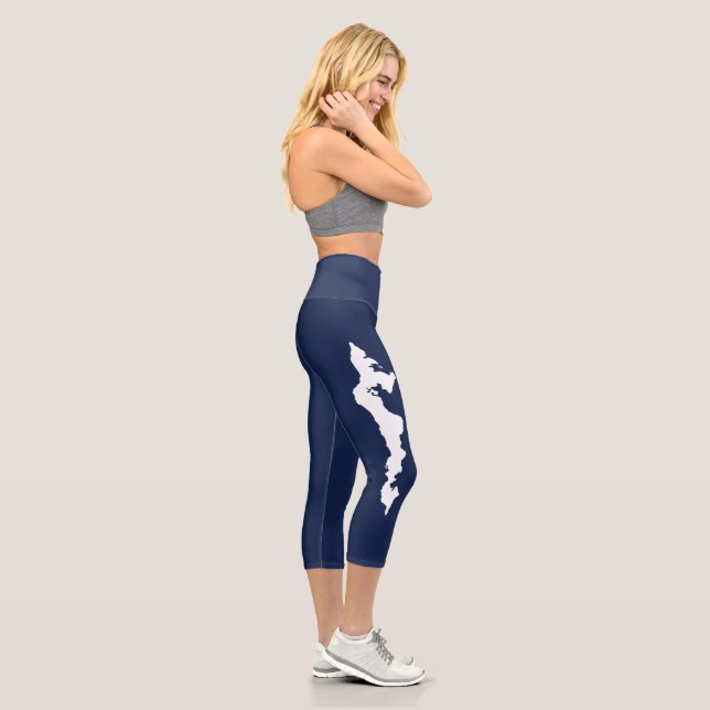 Fishers Island Yoga Capri Leggings – White/Blue (Right)