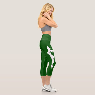 Fishers Island Yoga Capri Leggings – White/Green