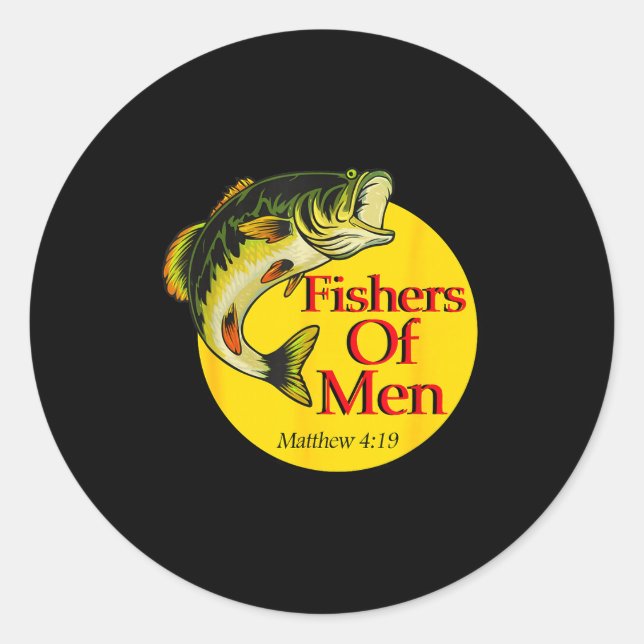 Fishers Of Men Christian Matthew 4-19 Bible Fishin Classic Round Sticker (Front)