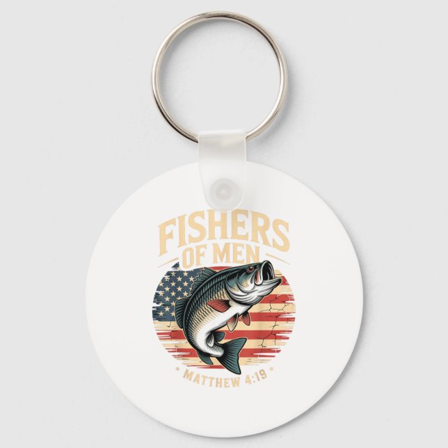 Fishers Of Men Matthew 4 19 American Flag B  Key Ring (Front)