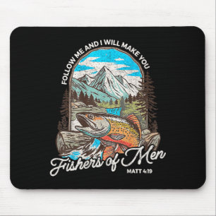 Fishers Of Men Matthew 4-19 Bible Christian Fishin Mouse Mat