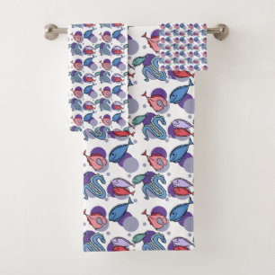 Fishes and Eel Bath Towel Set