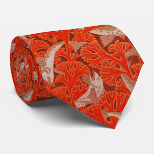 FISHES AND RED ALGAES  Art Nouveau Animal Pattern Tie