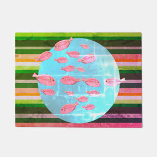 Fishes and stripes vintage style  Stripes Door Mat