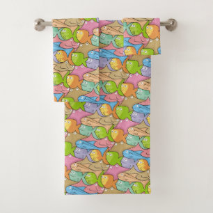 Fishes cartoon bath towel set
