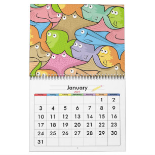 Fishes cartoon calendar