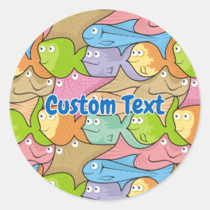 Fishes cartoon classic round sticker