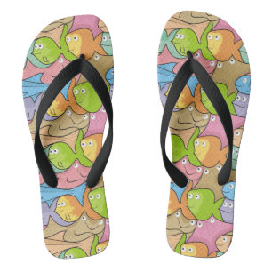 Fishes cartoon flip flops