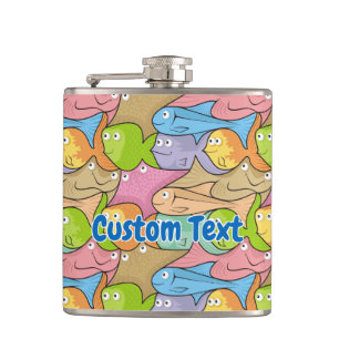 Fishes cartoon hip flask