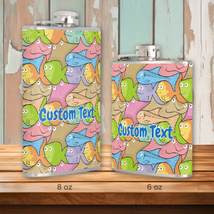 Fishes cartoon hip flask
