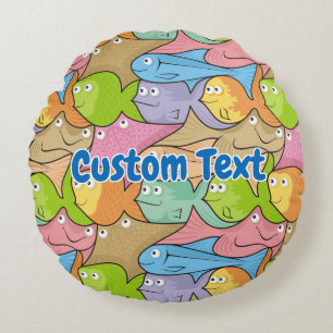 Fishes cartoon round pillow