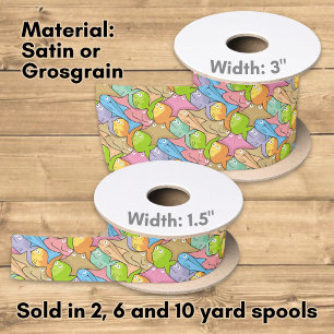 Fishes cartoon satin ribbon