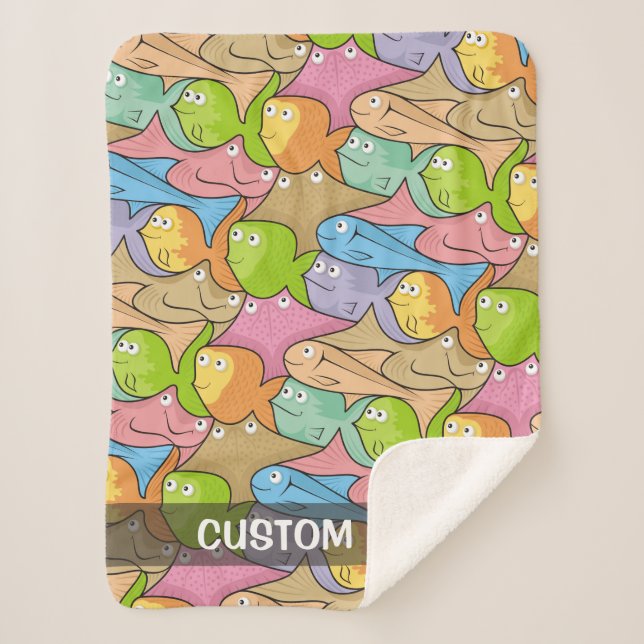 Fishes Cartoon Sherpa Blanket (Front)