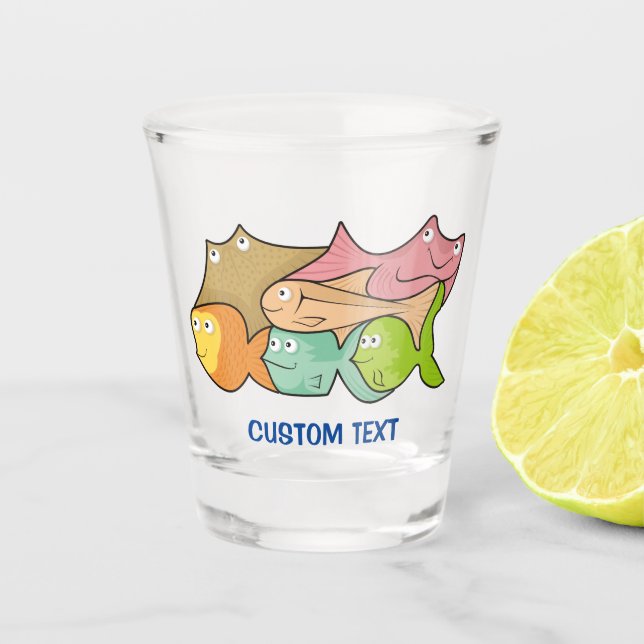 Fishes Cartoon Shot Glass (Front)