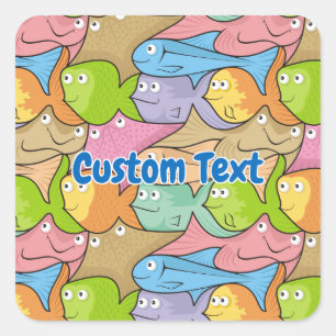 Fishes cartoon square sticker