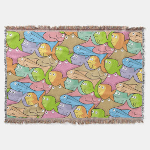 Fishes cartoon throw blanket