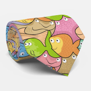 Fishes cartoon tie