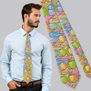 Fishes cartoon tie