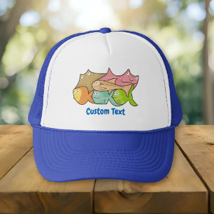 Fishes cartoon trucker hat