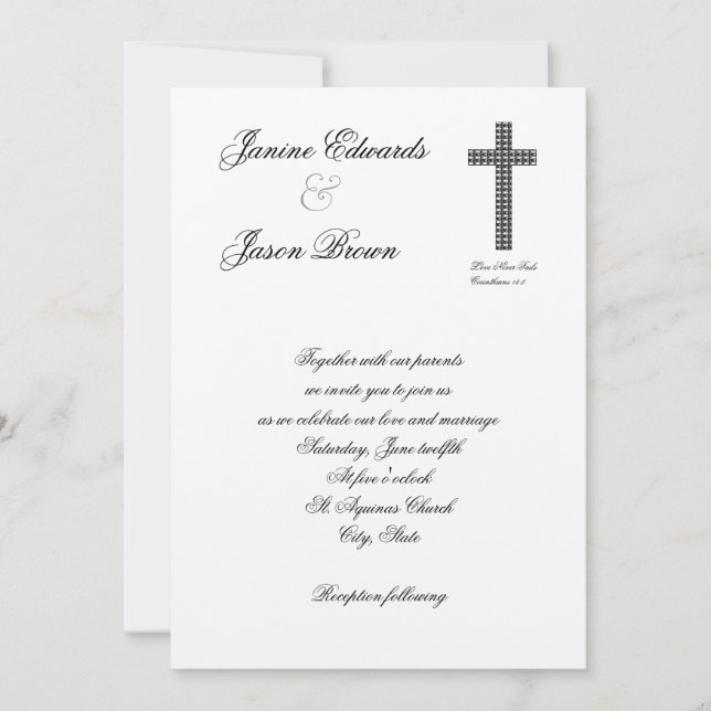 Fishes Cross Christian Wedding Invitation (Front)