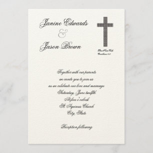 Fishes Cross Christian Wedding Invitation