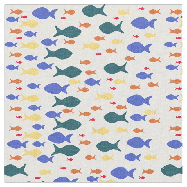 Fishes Custom Combed Cotton (56" width) Fabric (Close Up)