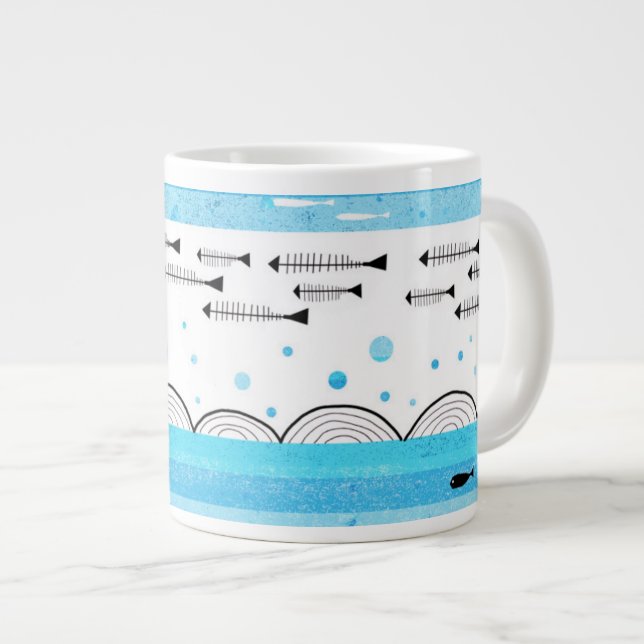 Fishes in the sea large coffee mug (Front Right)