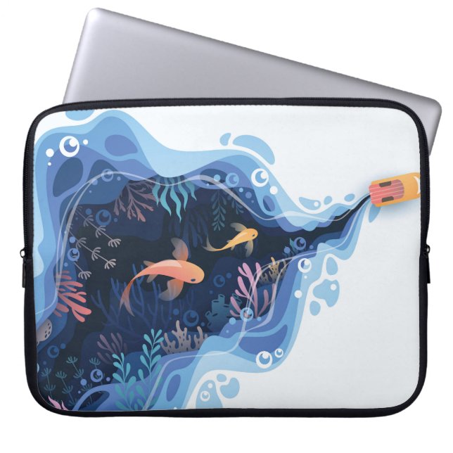  Fishes layered shape Laptop Sleeve (Front)