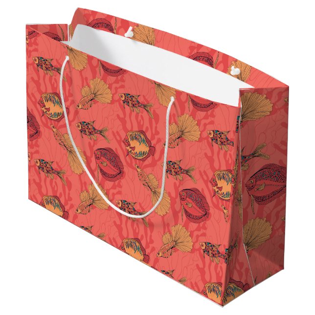 Fishes on living coral background large gift bag (Back Angled)